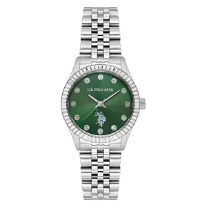ساعة .يو.اس. بولو اسن للنساء USPA2086-03 - عرض بعقارب, سوار من الستانلس ستيل - سلفر