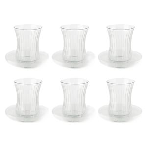 Almanar Turkish Tea Glasses Set, 6 Pieces - Clear
