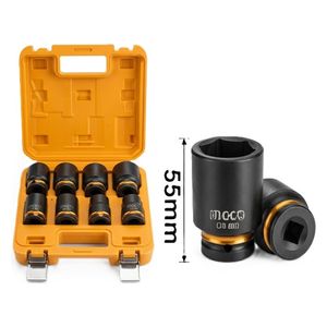  Ingco HKISSD34081 - 3/4 inch Drive Impact Socket Set - 8 Pcs - Light Orange 