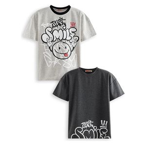  2 Pack Boy Black&Grey T-shirts - 9Y 