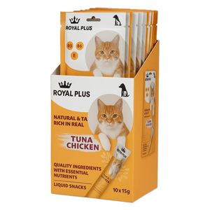  رويال بلس وجبة خفيفة للقطط بنكهة التونة والدجاج - 10 قطع 
