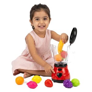  MDX Meidixin Electric Kids Blender Playset With Toy Fruits and Fun Lights - Red and Black 