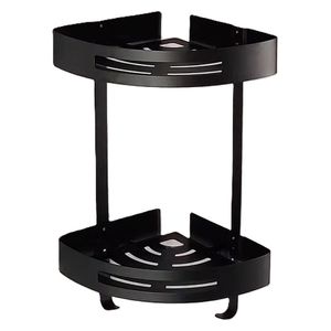 Lazord SUS304 - Double Layer Corner Bathroom Shelf - Matt Black