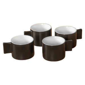  Ceramic Cup Set - 4 Piece - Black 