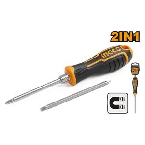  Ingco AKISD0203 - Reversible 2-in-1 Screwdriver, PH1+SL5 - Yellow 