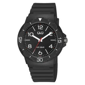 Q&Q Watch V02A-003VY For Men - Analog Display, Resin Band - Black
