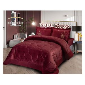  Highcrest Winter Comforter Set, Double, 260 x 240cm - 6 Piece - Burgundy 