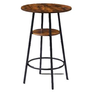  Modern Round Side Table with Wood and Metal - 100x55cm - Walnut 
