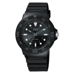  Q&Q Watch VR18J011Y For Men - Analog Display, Resin Band - Black 