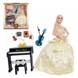  GIRLS Lovely Fashion Musical Doll Playset - with Grand Piano and Accessories - Multi Color 