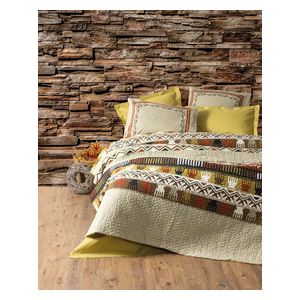  صدف طقم كامل مزدوج 230 × 220 سم - 4 قطع - خردلي 