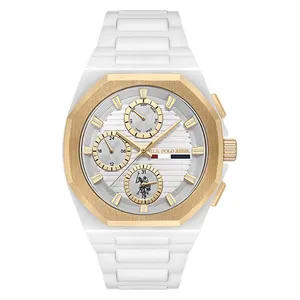 ساعة .يو.اس. بولو اسن للرجال USPA1103-01 - عرض بعقارب, سوار من السيليكون - ابيض