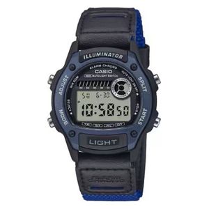  ساعة كاسيو للرجال W-220HF-2AVDF - عرض رقمي, سوار من الجلد - ازرق 