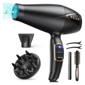  GLAM x001r3aqub - Professional Ionic Hair Dryer - 2300W - Black 