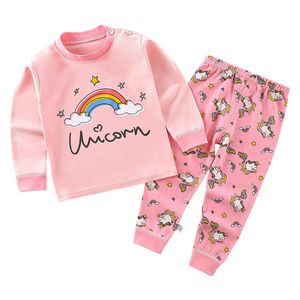  Girls Unicorn Rainbow Pattern Pajama Set - 6M - 1Y 