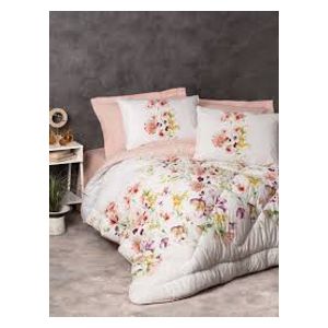 SADAF Comforter Set, Double , 200x220cm - 4 Piece - Pink