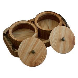  RiqaHome Luxury Handcrafted 2 Tier Wooden Date & Sweets Server With Tray - Wood 