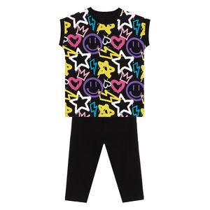 طقم فتيات تيشيرت وكولون بتصميم ستريت ستايل - 5 سنوات