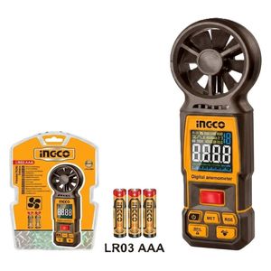  انجيكو مقياس سرعة الرياح الرقمي لقياس سرعة الهواء - 0.80 - 40.00 م/ث - HETAN031 - أصفر 