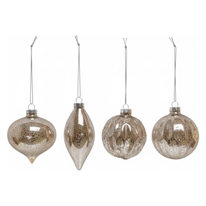  كرات زجاجية فضية - 4 قطع 