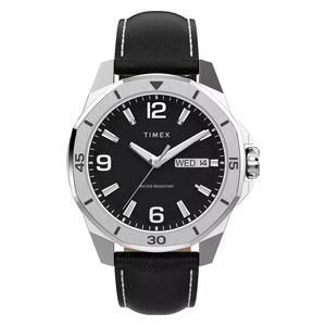 Timex Watch TW2W79800 For Men - Analog Display, Leather Band - Black