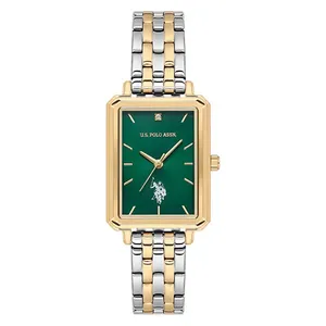  ساعة .يو.اس. بولو اسن للنساء USPA2082-04 - عرض بعقارب, سوار من الستانلس ستيل - ذهبي 