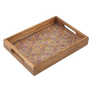  Wooden Tray With Colorful Engravings - 25×37 cm 