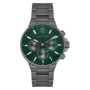 ساعة .يو.اس. بولو اسن للرجال USPA1074-05 - عرض بعقارب, سوار من الستانلس ستيل - رمادي
