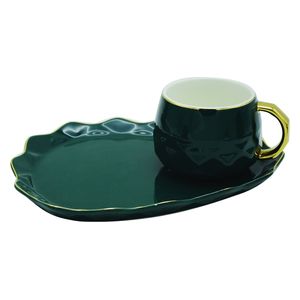  Cup with Oval Plate - Green 