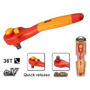  Ingco HIRTH121 - Insulated Ratchet Handle 1/2 inch - 250mm - Light Orange 