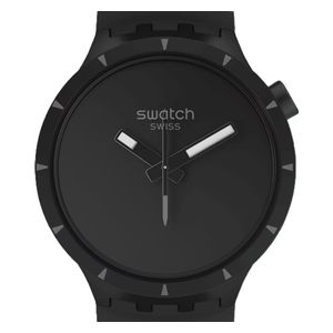  ساعة سواتج للجنسين SB03B110 - عرض بعقارب, سوار من السيليكون - اسود 