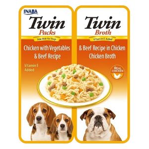 Inaba Twin Packs Chicken with Vegetables & Beef Recipe in Broth Dog Food - 80g