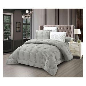 Valentini Comforter Set, Double , 260X240cm - 6 Piece - Grey