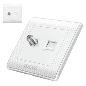  انجيكو مقبس تلفزيون وستلايت وتلفون - 86x86مم - HESST502TT - أبيض 