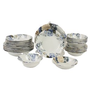 Porland Yada Plates Set , 24 Piece - Blue