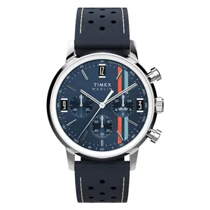 Timex Watch TW2W99000 For Men - Analog Display, Leather Band - Blue