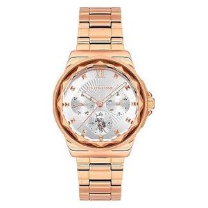 ساعة .يو.اس. بولو اسن للنساء USPA2065-02 - عرض بعقارب, سوار من الستانلس ستيل - روز