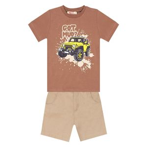 طقم للأولاد تيشيرت وشورت من جيب مود بوي - 4 سنوات