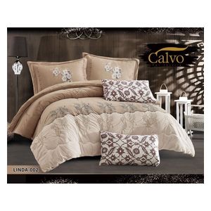  كالفو طقم لحاف شتائي مزدوج 260x240  سم - 7 قطع - بيجي 