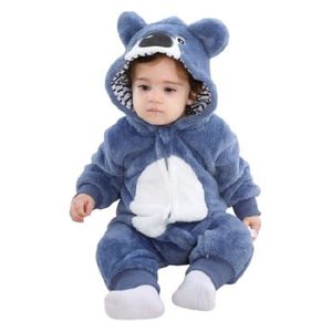 Boys Hooded Bear Onesie - 4-5Y