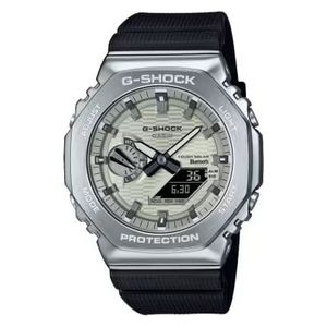  ساعة كاسيو للرجال GBM-2100A-8BDR - عرض بعقارب, سوار من الراتنج - اسود 