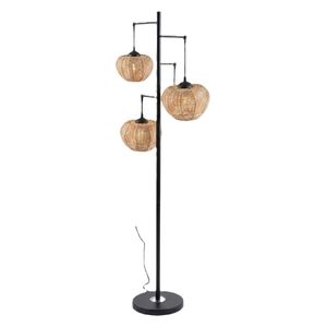  Alshamil 3-Light Metal Floor Lamp with Woven Shades - 28×155cm - Black 