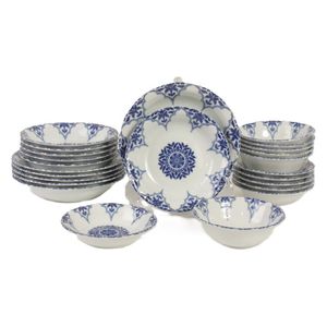 Porland Yada Plates Set , 24 Piece - Blue