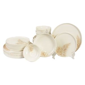 طقم صحون طعام تركي - 24 قطعة - كريمي
