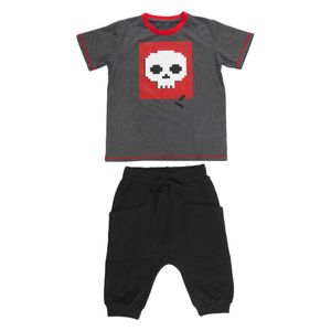 طقم أولاد تيشيرت وبنطال هارِم بتصميم جمجمة - 5 سنوات