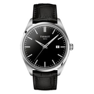 Tissot Watch T1504101605100 For Men - Analog Display, Leather Band - Black