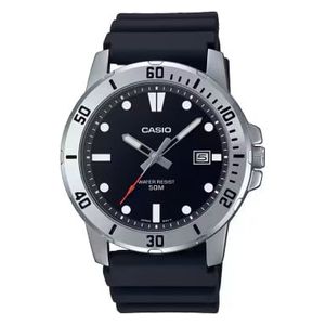  Casio Watch MTP-VD01-1EVUDF For Men - Analog Display, Resin Band - Black 