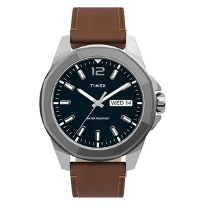  Timex Watch TW2U15000 For Men - Analog Display, Leather Band - Brown 