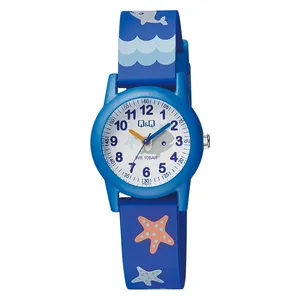  ساعة  كيو اند كيو للاطفال VR99J009Y - عرض بعقارب, سوار من الراتنج - ازرق 