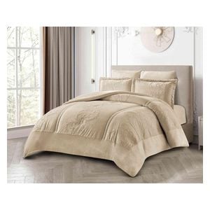  Cannon Comforter Set, Double , 260X240cm - 6 Piece - Light Beige 